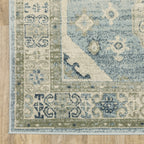 HomeRoots 508439 8 x 10 ft. Blue Gray Beige & Teal Oriental Power Loom Stain Resistant Rectangle Area Rug