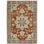 HomeRoots 508443 6 x 9 ft. Rust Beige Teal Blue & Gold Oriental Power Loom Stain Resistant Rectangle Area Rug