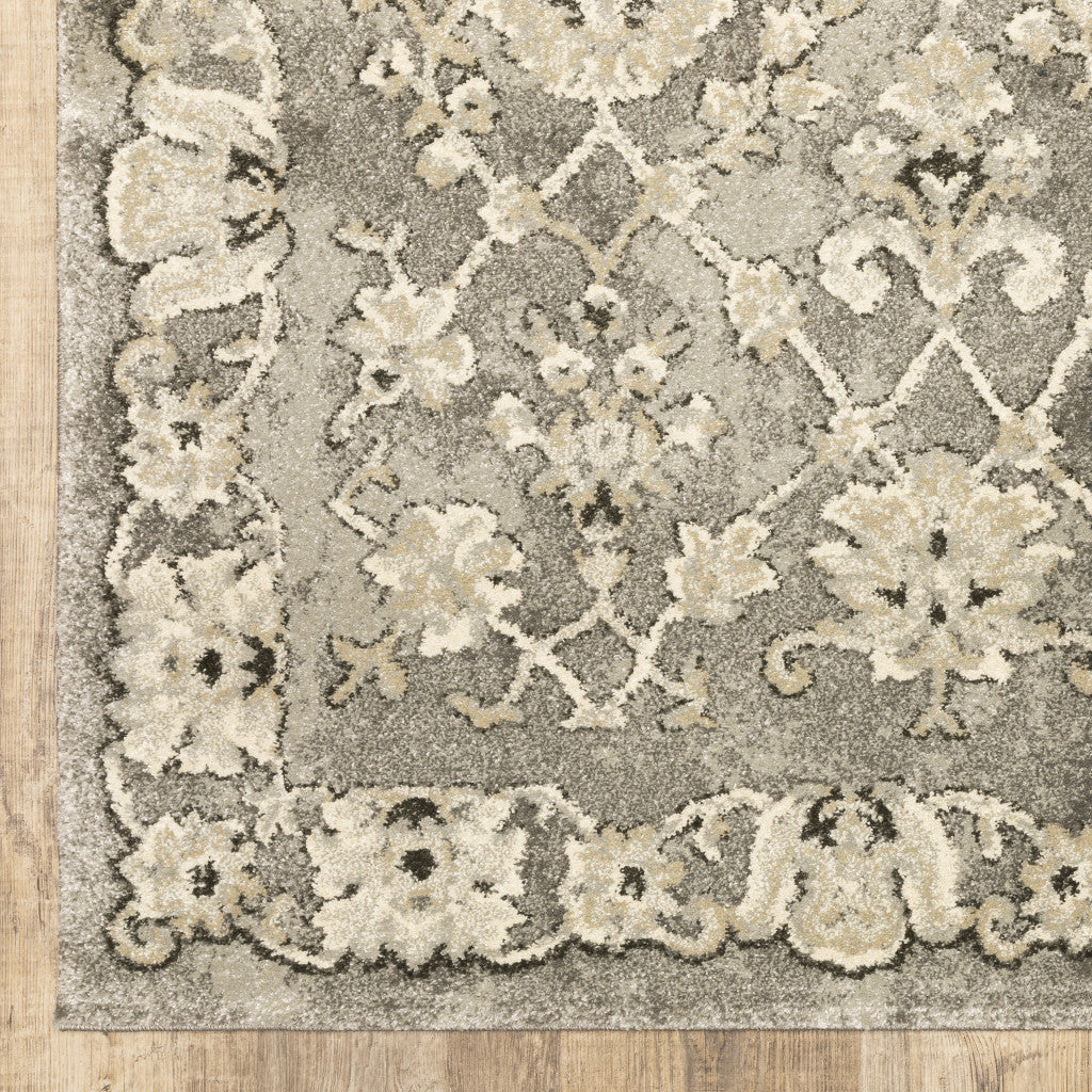 HomeRoots 508839 8 x 11 ft. Gray Beige Tan & Brown Oriental Power Loom Stain Resistant Rectangle Area Rug