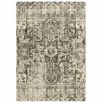 HomeRoots 508843 6 x 9 ft. Gray Ivory & Brown Oriental Power Loom Stain Resistant Rectangle Area Rug