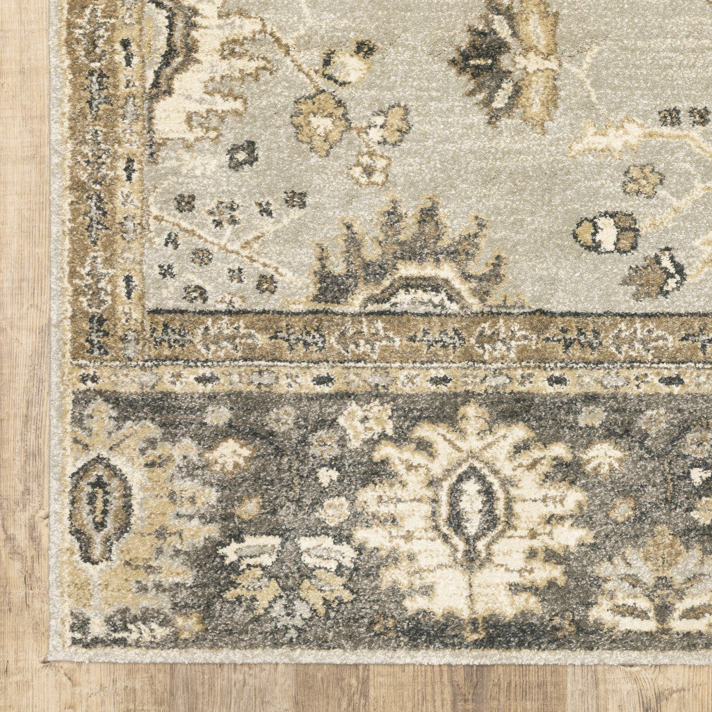 HomeRoots 508850 10 x 13 ft. Gray Brown Tan & Beige Oriental Power Loom Stain Resistant Rectangle Area Rug