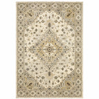 HomeRoots 508860 10 x 13 ft. Beige Gray Tan & Brown Oriental Power Loom Stain Resistant Rectangle Area Rug