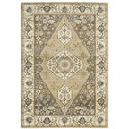 HomeRoots 508864 8 x 11 ft. Beige Gray Tan & Charcoal Oriental Power Loom Stain Resistant Rectangle Area Rug