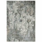HomeRoots 508915 10 x 13 ft. Ivory Gray Charcoal Blue & Rust Oriental Power Loom Stain Resistant Rectangle Area Rug