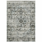 HomeRoots 508926 8 x 11 ft. Ivory Grey Charcoal Blue & Taupe Oriental Power Loomed Stain Resistant Area Rug