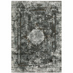 HomeRoots 508939 10 x 13 ft. Charcoal Rust Gray Blue Ivory & Brown Oriental Power Loom Stain Resistant Rectangle Area Rug
