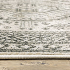 HomeRoots 508983 8 x 10 ft. Ivory Gray Black & Ivory Oriental Power Loom Stain Resistant Rectangle Area Rug