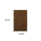 HomeRoots 508990 10 x 13 ft. Brown Shag Hand Tufted Handmade Stain Resistant Rectangle Area Rug