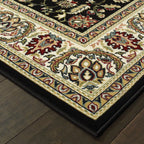HomeRoots 509104 8 x 11 ft. Black & Ivory Oriental Power Loom Stain Resistant Rectangle Area Rug