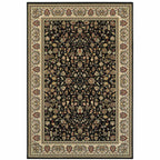 HomeRoots 509105 10 x 13 ft. Black & Ivory Oriental Power Loom Stain Resistant Rectangle Area Rug