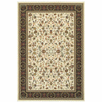 HomeRoots 509111 8 x 11 ft. Ivory & Black Oriental Power Loom Stain Resistant Rectangle Area Rug