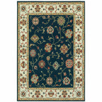 HomeRoots 509125 8 x 11 ft. Navy & Ivory Oriental Power Loom Stain Resistant Rectangle Area Rug