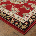 HomeRoots 509133 10 x 13 ft. Red Black Blue Ivory Green & Salmon Oriental Power Loom Stain Resistant Rectangle Area Rug