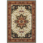 HomeRoots 509139 8 x 11 ft. Red & Ivory Oriental Power Loom Stain Resistant Rectangle Area Rug
