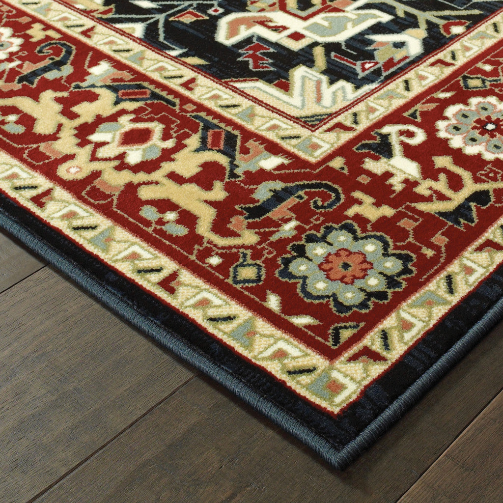 HomeRoots 509140 10 x 13 ft. Red & Ivory Oriental Power Loom Stain Resistant Rectangle Area Rug