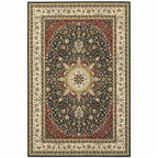 HomeRoots 509146 8 x 11 ft. Navy & Ivory Oriental Power Loom Stain Resistant Rectangle Area Rug