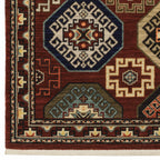 HomeRoots 509211 6 x 9 ft. Red Blue Brown & Beige Oriental Power Loom Stain Resistant Rectangle Area Rug with Fringe