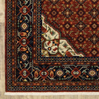 HomeRoots 509218 6 x 9 ft. Red Blue Ivory & Orange Oriental Power Loom Stain Resistant Rectangle Area Rug with Fringe