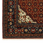 HomeRoots 509218 6 x 9 ft. Red Blue Ivory & Orange Oriental Power Loom Stain Resistant Rectangle Area Rug with Fringe