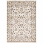 HomeRoots 509398 6 x 9 ft. Ivory & Gray Oriental Power Loom Stain Resistant Rectangle Area Rug with Fringe