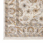 HomeRoots 509398 6 x 9 ft. Ivory & Gray Oriental Power Loom Stain Resistant Rectangle Area Rug with Fringe