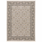 HomeRoots 509405 6 x 9 ft. Ivory & Gray Oriental Power Loom Stain Resistant Rectangle Area Rug with Fringe