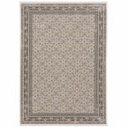 HomeRoots 509406 8 x 11 ft. Ivory & Gray Oriental Power Loom Stain Resistant Rectangle Area Rug with Fringe