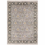 HomeRoots 509434 10 x 13 ft. Gray & Blue Oriental Power Loom Stain Resistant Rectangle Area Rug with Fringe