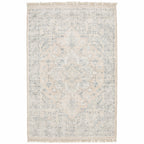 HomeRoots 509452 8 x 10 ft. Beige & Gray Oriental Hand Loomed Stain Resistant Rectangle Area Rug with Fringe