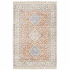 HomeRoots 509461 10 x 13 ft. Orange & Blue Oriental Hand Loomed Stain Resistant Rectangle Area Rug with Fringe