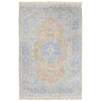 HomeRoots 509465 10 x 13 ft. Blue & Red Oriental Hand Loomed Stain Resistant Rectangle Area Rug with Fringe