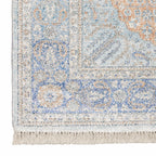 HomeRoots 509465 10 x 13 ft. Blue & Red Oriental Hand Loomed Stain Resistant Rectangle Area Rug with Fringe