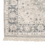 HomeRoots 509472 8 x 10 ft. Beige & Gray Oriental Hand Loomed Stain Resistant Rectangle Area Rug with Fringe