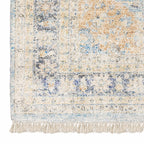 HomeRoots 509476 8 x 10 ft. Blue & Beige Oriental Hand Loomed Stain Resistant Rectangle Area Rug with Fringe