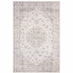 HomeRoots 509516 9 x 12 ft. Beige Gold & Gray Oriental Power Loom Stain Resistant Rectangle Area Rug