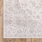 HomeRoots 509516 9 x 12 ft. Beige Gold & Gray Oriental Power Loom Stain Resistant Rectangle Area Rug