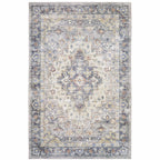 HomeRoots 509520 9 x 12 ft. Blue Gold Gray Orange Yellow & Purple Oriental Power Loom Stain Resistant Rectangle Area Rug