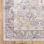 HomeRoots 509520 9 x 12 ft. Blue Gold Gray Orange Yellow & Purple Oriental Power Loom Stain Resistant Rectangle Area Rug