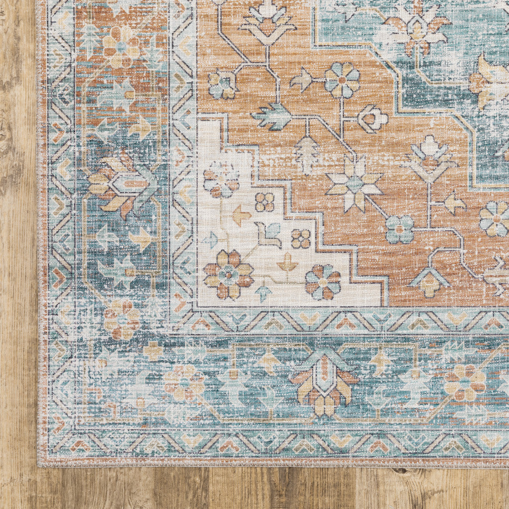 HomeRoots 509524 9 x 12 ft. Blue Oriental Power Loom Stain Resistant Rectangle Area Rug