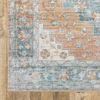 HomeRoots 509524 9 x 12 ft. Blue Oriental Power Loom Stain Resistant Rectangle Area Rug