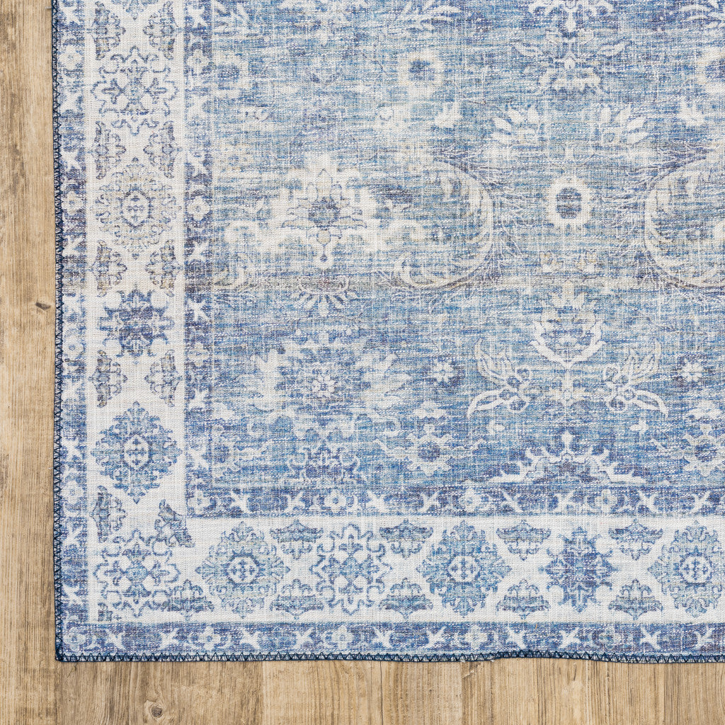 HomeRoots 509528 9 x 12 ft. Blue & Gray Oriental Power Loom Stain Resistant Rectangle Area Rug