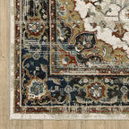 HomeRoots 509858 8 x 10 ft. Beige Blue Green Rust & Gray Oriental Power Loom Stain Resistant Rectangle Area Rug