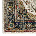 HomeRoots 509858 8 x 10 ft. Beige Blue Green Rust & Gray Oriental Power Loom Stain Resistant Rectangle Area Rug