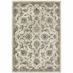 HomeRoots 509869 6 x 9 ft. Beige Gold Blue & Gray Oriental Power Loom Stain Resistant Rectangle Area Rug