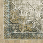 HomeRoots 509875 6 x 9 ft. Gray Blue Beige & Gold Oriental Power Loom Stain Resistant Rectangle Area Rug
