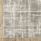 HomeRoots 509882 6 x 9 ft. Gray & Ivory Abstract Shag Power Loom Stain Resistant Rectangle Area Rug