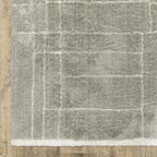 HomeRoots 509897 6 x 9 ft. Gray & Ivory Geometric Shag Power Loom Stain Resistant Rectangle Area Rug