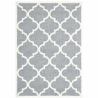 HomeRoots 509903 8 x 11 ft. Gray & Ivory Geometric Shag Power Loom Stain Resistant Rectangle Area Rug