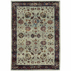 HomeRoots 509966 8 x 10 ft. Stone & Red Oriental Power Loom Stain Resistant Rectangle Area Rug