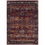 HomeRoots 509978 10 x 13 ft. Red Purple Gold & Gray Oriental Power Loom Stain Resistant Rectangle Area Rug